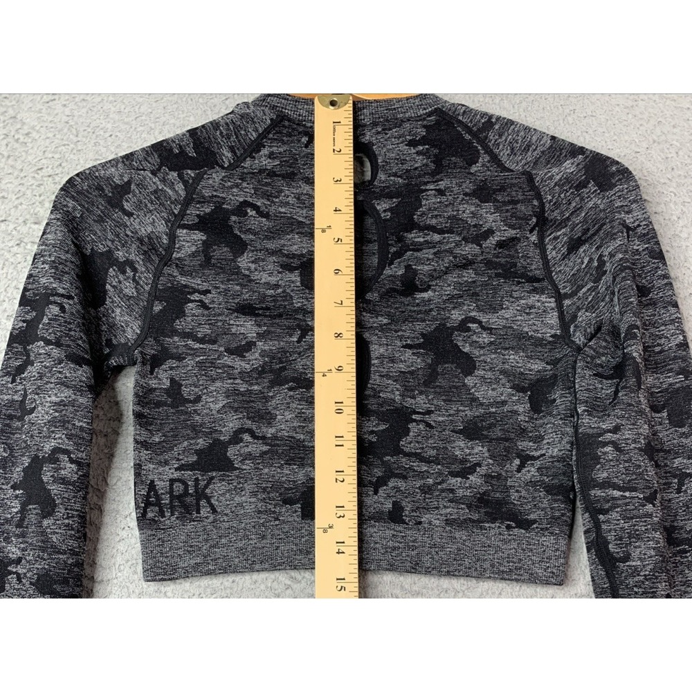 Gymshark Top Womens Size X Small Camo Long Sleeve Black Gray Activewear Gymshark - Picture 5 of 6